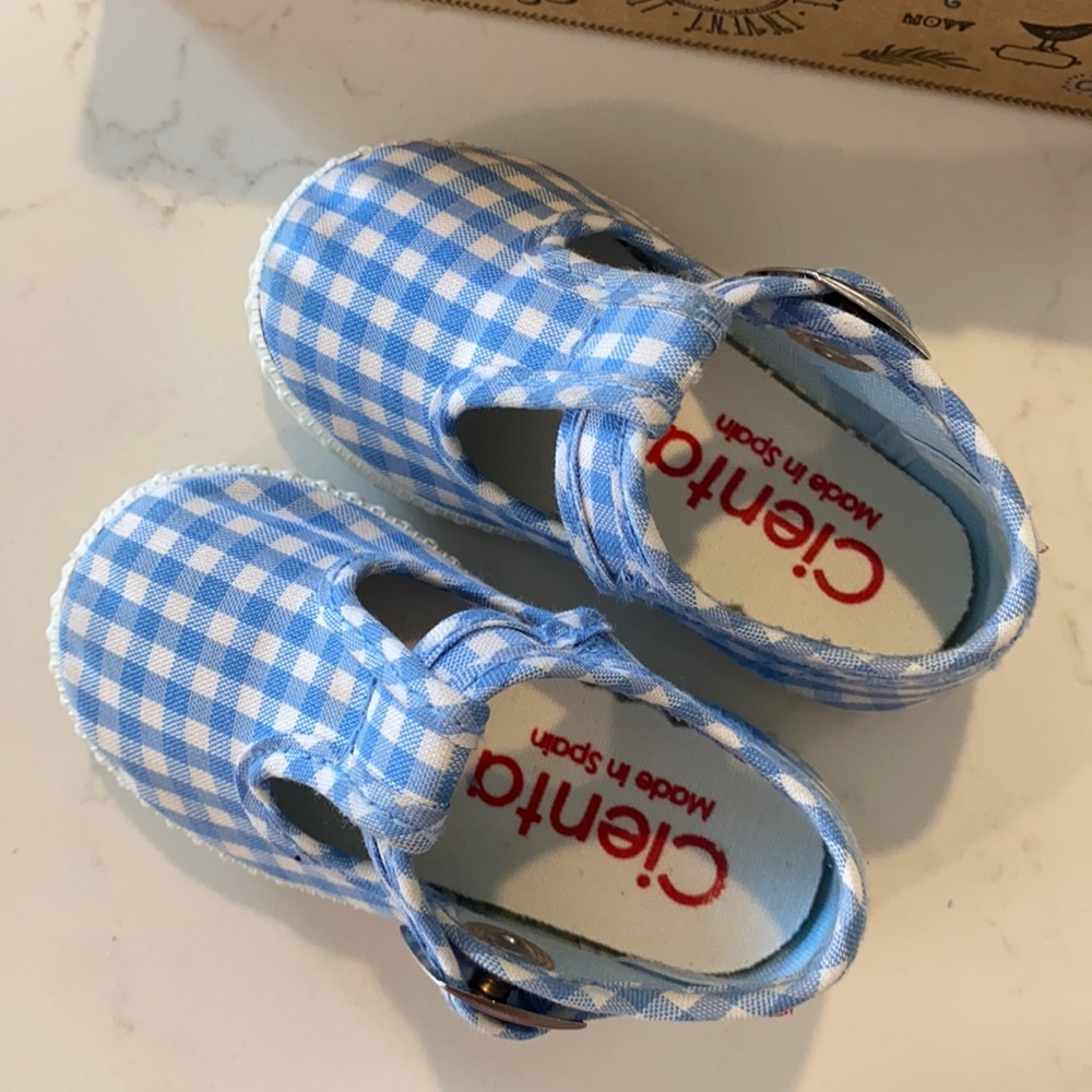 Cienta Mary Jane blue gingham sz 18
